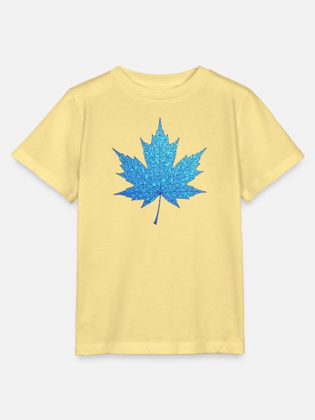 Geometrisches Blaues Ahornblatt-Print - Stanley/Stella Kinder T-Shirt MINI CREATOR  - Gelb Viva 