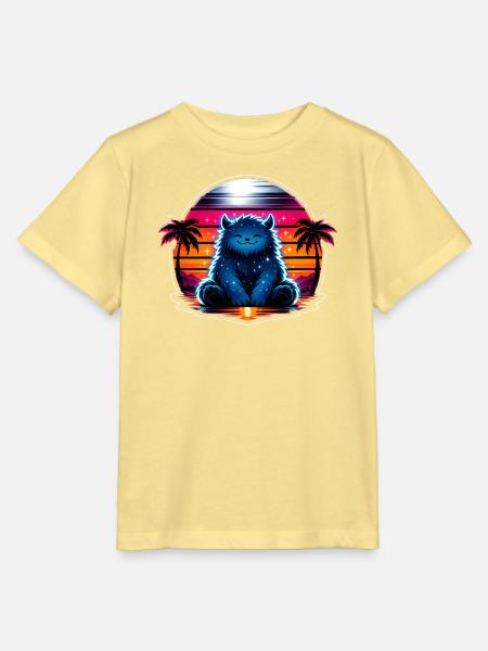 Kuschelkätzchen im Neon-Kosmos - Stanley/Stella Kinder T-Shirt MINI CREATOR - Gelb Viva