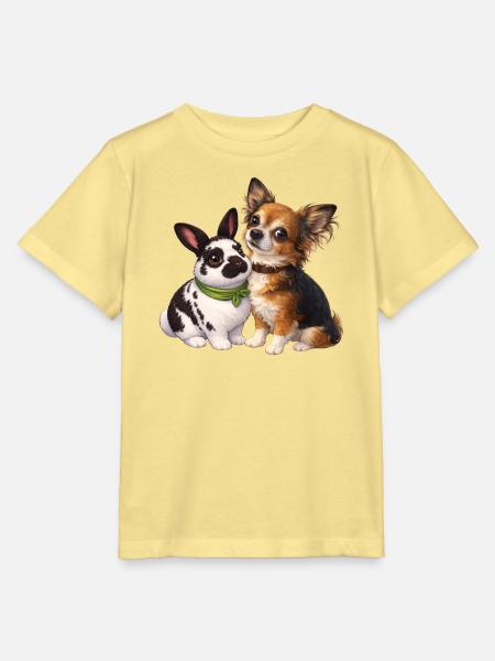 Zwergkanichen Paulinchen und Chihuahua Dexter - Stanley/Stella Kinder T-Shirt MINI CREATOR - Gelb Viva