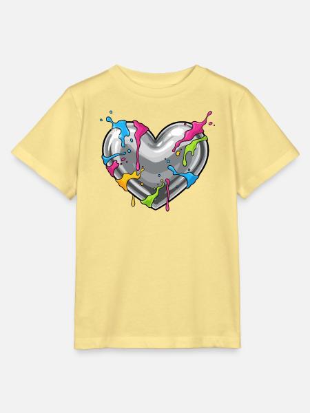 Metallherz mit Farbenschauer - Stanley/Stella Kinder T-Shirt MINI CREATOR - Gelb Viva