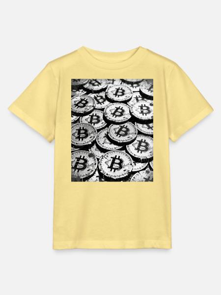 Bitcoin-Münzen-Mosaik - Stanley/Stella Kinder T-Shirt MINI CREATOR - Gelb Viva