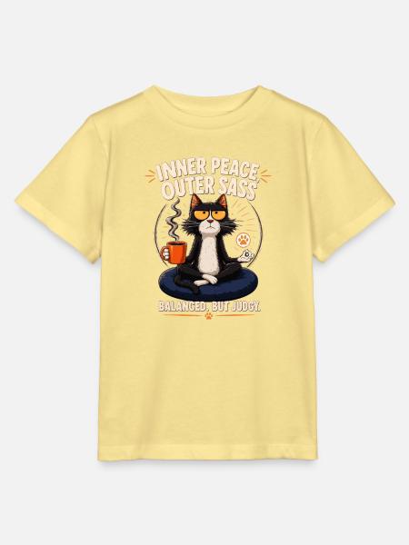 Innerer Frieden Äußere Frechheitskatze - Stanley/Stella Kinder T-Shirt MINI CREATOR - Gelb Viva