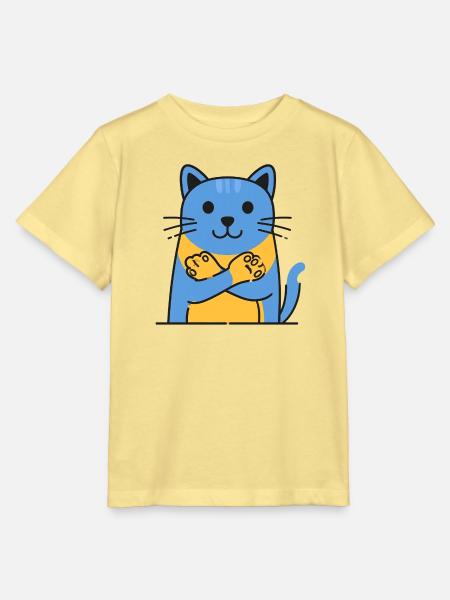 Blauer Katzenfreund Umarmte Pfoten - Stanley/Stella Kinder T-Shirt MINI CREATOR - Gelb Viva