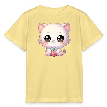 Kawaii Chibi Katze - Stanley/Stella Kinder T-Shirt MINI CREATOR  - Gelb Viva  - Vorne