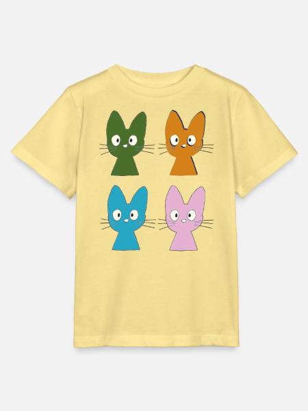 Vier bunte Katzenfreunde - Stanley/Stella Kinder T-Shirt MINI CREATOR - Gelb Viva