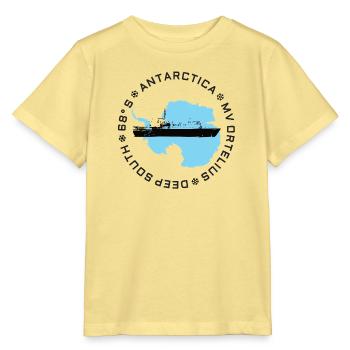 Antarktis-Silhouette mit Explorer-Schiff - Stanley/Stella Kinder T-Shirt MINI CREATOR  - Gelb Viva  - Vorne