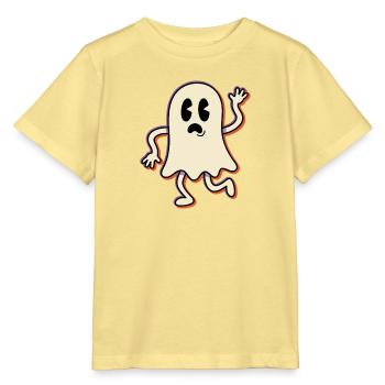 Retro ghost waving hello with a surprised face - Stanley/Stella Kinder T-Shirt MINI CREATOR  - Gelb Viva  - Vorne