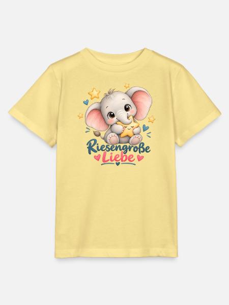 Riesengroße Liebe Elefant mit Stern - Stanley/Stella Kinder T-Shirt MINI CREATOR - Gelb Viva