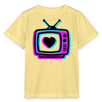 Pink TV Herz Glitch Icon - Stanley/Stella Kinder T-Shirt MINI CREATOR  - Gelb Viva  - Vorne