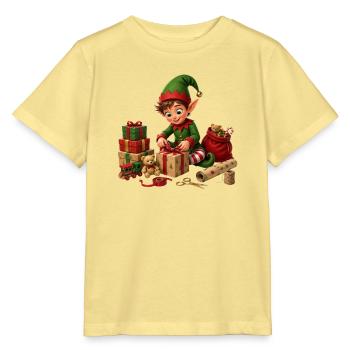 Elfen, der Weihnachten und Geschenke einpackt - Stanley/Stella Kinder T-Shirt MINI CREATOR  - Gelb Viva  - Vorne