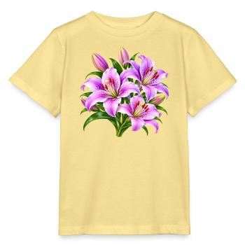 Rosa Lilien-Strauß-Druck - Stanley/Stella Kinder T-Shirt MINI CREATOR  - Gelb Viva  - Vorne