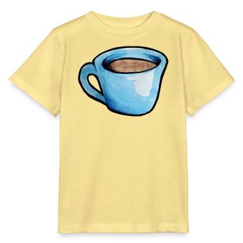 Blaue Aquarell Kaffeetasse - Stanley/Stella Kinder T-Shirt MINI CREATOR  - Gelb Viva  - Vorne