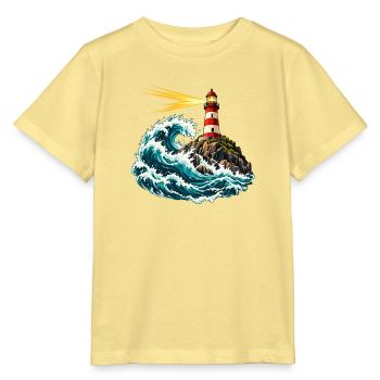 Leuchtturm über einer schwingenden Welle - Stanley/Stella Kinder T-Shirt MINI CREATOR  - Gelb Viva  - Vorne
