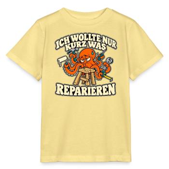 Heimwerker Oktopus – Nur kurz was reparieren - Stanley/Stella Kinder T-Shirt MINI CREATOR  - Gelb Viva  - Vorne
