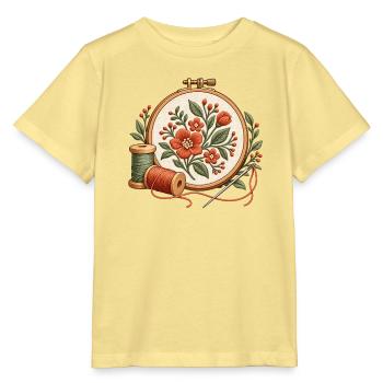 Stickrahmen mit Blumen - Motiv für Stickfans - Stanley/Stella Kinder T-Shirt MINI CREATOR  - Gelb Viva  - Vorne