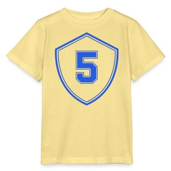 Blauer Schild mit Zahl Fünf - Stanley/Stella Kinder T-Shirt MINI CREATOR  - Gelb Viva  - Vorne