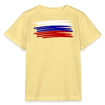 Russland Flagge Fahne Strichzeichnung gemalt - Stanley/Stella Kinder T-Shirt MINI CREATOR  - Gelb Viva  - Vorne