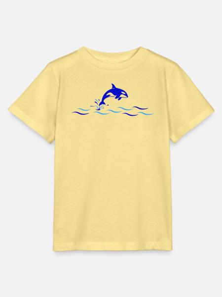 Orca springt über Wellen - Stanley/Stella Kinder T-Shirt MINI CREATOR - Gelb Viva