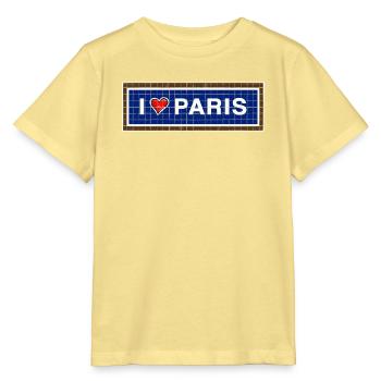 Vintage-Retro-Metrostation-Schild ICH LIEBE PARIS - Stanley/Stella Kinder T-Shirt MINI CREATOR  - Gelb Viva  - Vorne