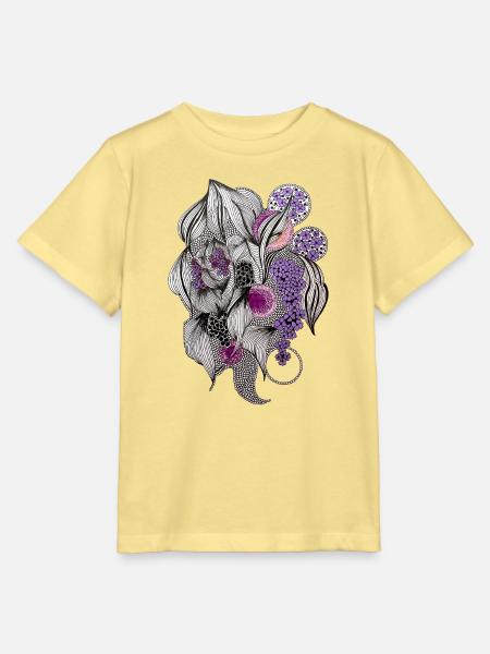 Blumen Zentangle in Lila - Stanley/Stella Kinder T-Shirt MINI CREATOR - Gelb Viva