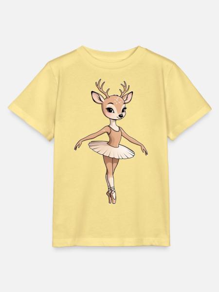 Hirsch Balletttänzerin Illustration - Stanley/Stella Kinder T-Shirt MINI CREATOR  - Gelb Viva 