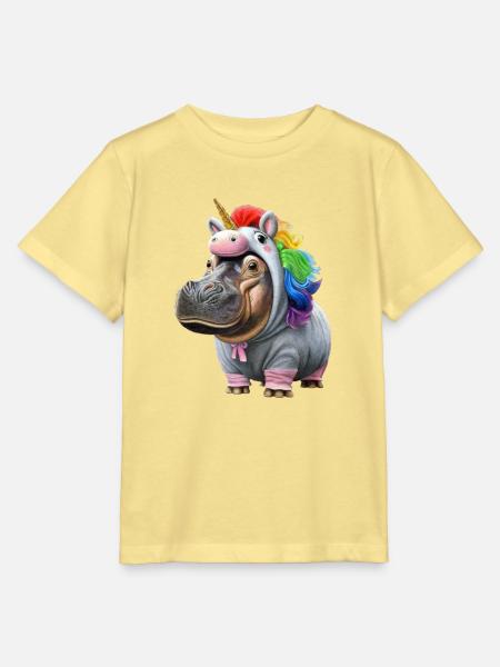 Nilpferd Einhorn - Stanley/Stella Kinder T-Shirt MINI CREATOR - Gelb Viva