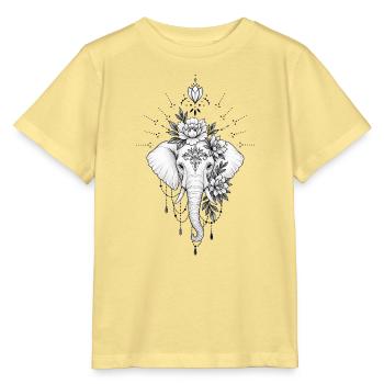 Floral elephant mandala jewelry - Stanley/Stella MINI CREATOR Kids’ T-Shirt - viva yellow  - Front