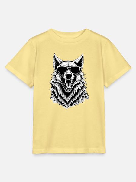 lachender Wolf mit Sonnenbrille - Stanley/Stella Kinder T-Shirt MINI CREATOR - Gelb Viva