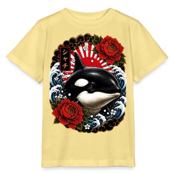 Orca im japanischen Irezumi Tattoo Stil - Stanley/Stella Kinder T-Shirt MINI CREATOR  - Gelb Viva  - Vorne