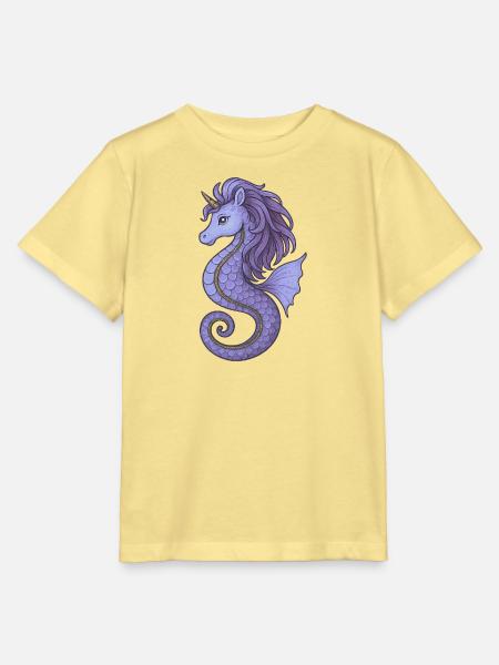 Seepferdchen-Einhorn Lila Violett - Stanley/Stella Kinder T-Shirt MINI CREATOR - Gelb Viva