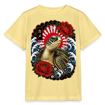 Schildkröte im japanischen Irezumi Stil - Stanley/Stella Kinder T-Shirt MINI CREATOR  - Gelb Viva  - Vorne