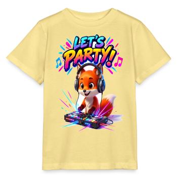 Fox DJ: Lasst uns feiern - Stanley/Stella Kinder T-Shirt MINI CREATOR  - Gelb Viva  - Vorne