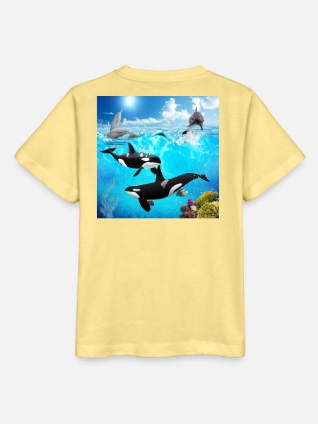 Unterwasserkapsel: Orca- und Delfintauchgang - Stanley/Stella Kinder T-Shirt MINI CREATOR  - Gelb Viva 