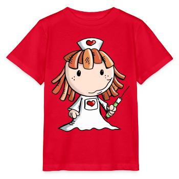 Nurse cartoon with heart and syringe - Stanley/Stella MINI CREATOR Kids’ T-Shirt - red - Front - Jaiden (125cm)