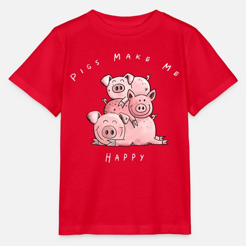Pigs Make me Happy I Schweine Comic Geschenk - Stanley/Stella Kinder T-Shirt MINI CREATOR  - Rot