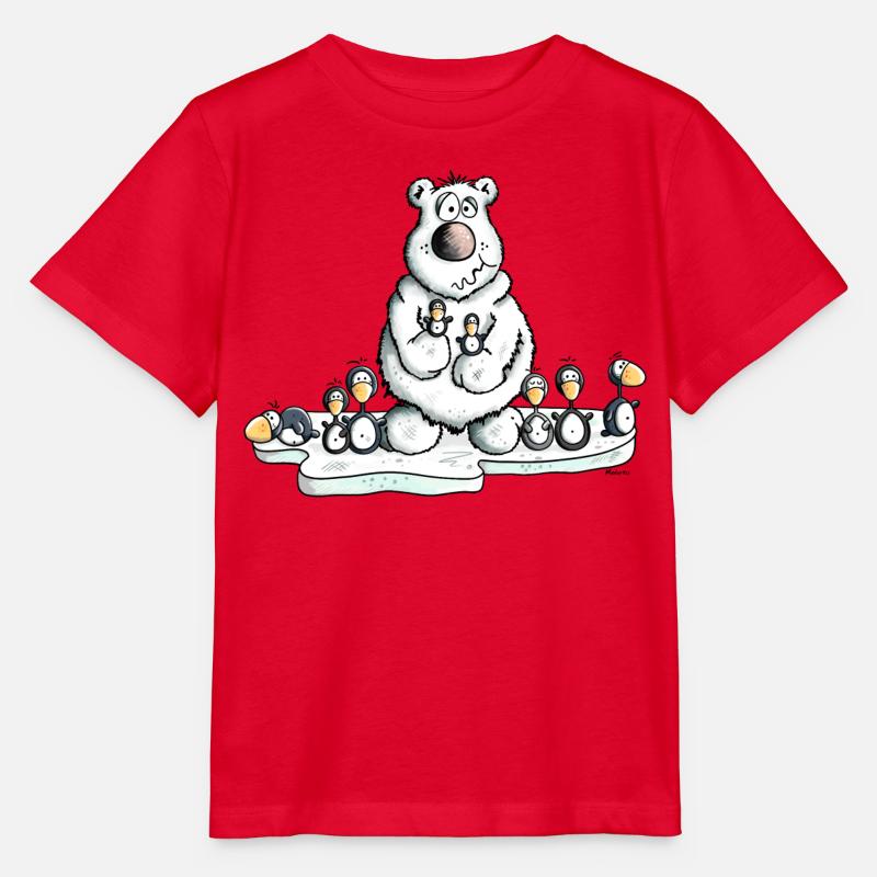 Eisbär mit Pinguinen - Stanley/Stella Kinder T-Shirt MINI CREATOR  - Rot