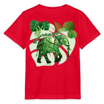 Dschungel - Elefant - Loxodonta cyclotis - Stanley/Stella Kinder T-Shirt MINI CREATOR  - Rot - Vorne - Jaiden (125cm)