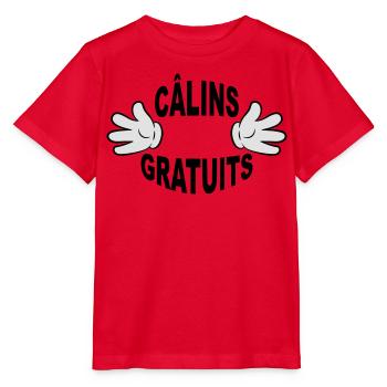 Câlins gratuits mains - T-shirt bio MINI CREATOR Stanley/Stella Enfant - rouge - Devant - Jaiden (125cm)