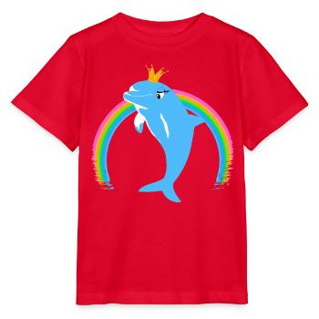 Rainbow Dolphin Golden Crown Blue - Stanley/Stella MINI CREATOR Kids’ T-Shirt - red - Front - Jaiden (125cm)