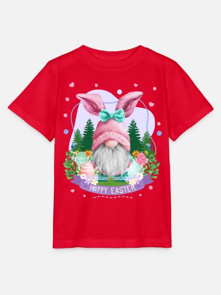 Hoppy Gnome Easter - Easter Gift Idea - Stanley/Stella Kinder T-Shirt MINI CREATOR  - Rot