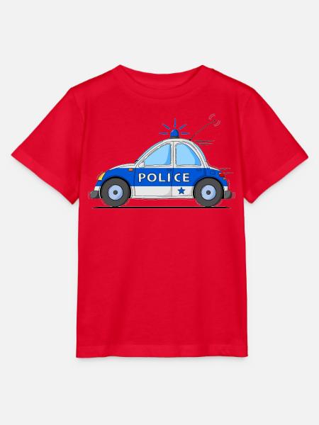 Polizeiauto Police Blau - Stanley/Stella Kinder T-Shirt MINI CREATOR - Rot