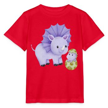 Dinosaur mom with child - Stanley/Stella MINI CREATOR Kids’ T-Shirt - red - Front - Jaiden (125cm)
