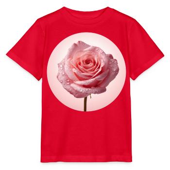 Roses roses délicates avec rosée - T-shirt bio MINI CREATOR Stanley/Stella Enfant - rouge - Devant - Jaiden (125cm)
