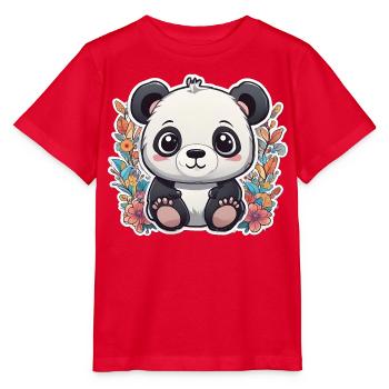 Panda Bär Junges Kind im niedlichen Brausestil - Stanley/Stella Kinder T-Shirt MINI CREATOR  - Rot - Vorne - Jaiden (125cm)