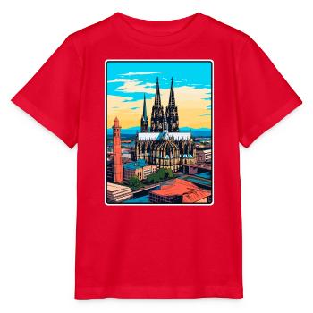 Cathédrale de Cologne, Allemagne, Affichage urbain de voyage - T-shirt bio MINI CREATOR Stanley/Stella Enfant - rouge - Devant - Jaiden (125cm)