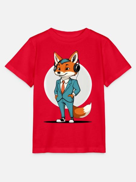 Fuchs im Anzug mit Kopfhörern - Stanley/Stella Kinder T-Shirt MINI CREATOR - Rot