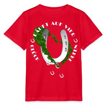 Naturinspiriertes Hufeisen mit Klee - Stanley/Stella Kinder T-Shirt MINI CREATOR  - Rot - Vorne - Jaiden (125cm)