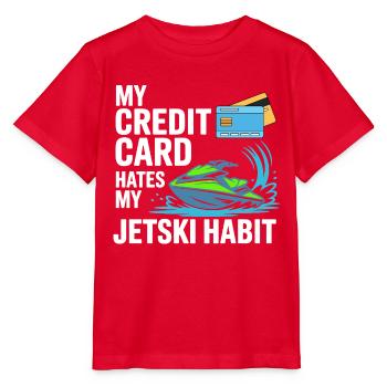 Funny Jetski Credit Card Habit  - Stanley/Stella MINI CREATOR Kids’ T-Shirt - red - Front - Jaiden (125cm)