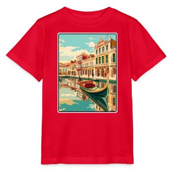 Aveiro Portugal Gondole Scène Voyage Affiche - T-shirt bio MINI CREATOR Stanley/Stella Enfant - rouge - Devant - Jaiden (125cm)