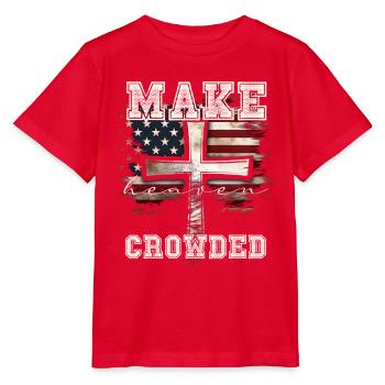 Make Heaven Bonded Cross Flag Design - T-shirt bio MINI CREATOR Stanley/Stella Enfant - rouge - Devant - Jaiden (125cm)